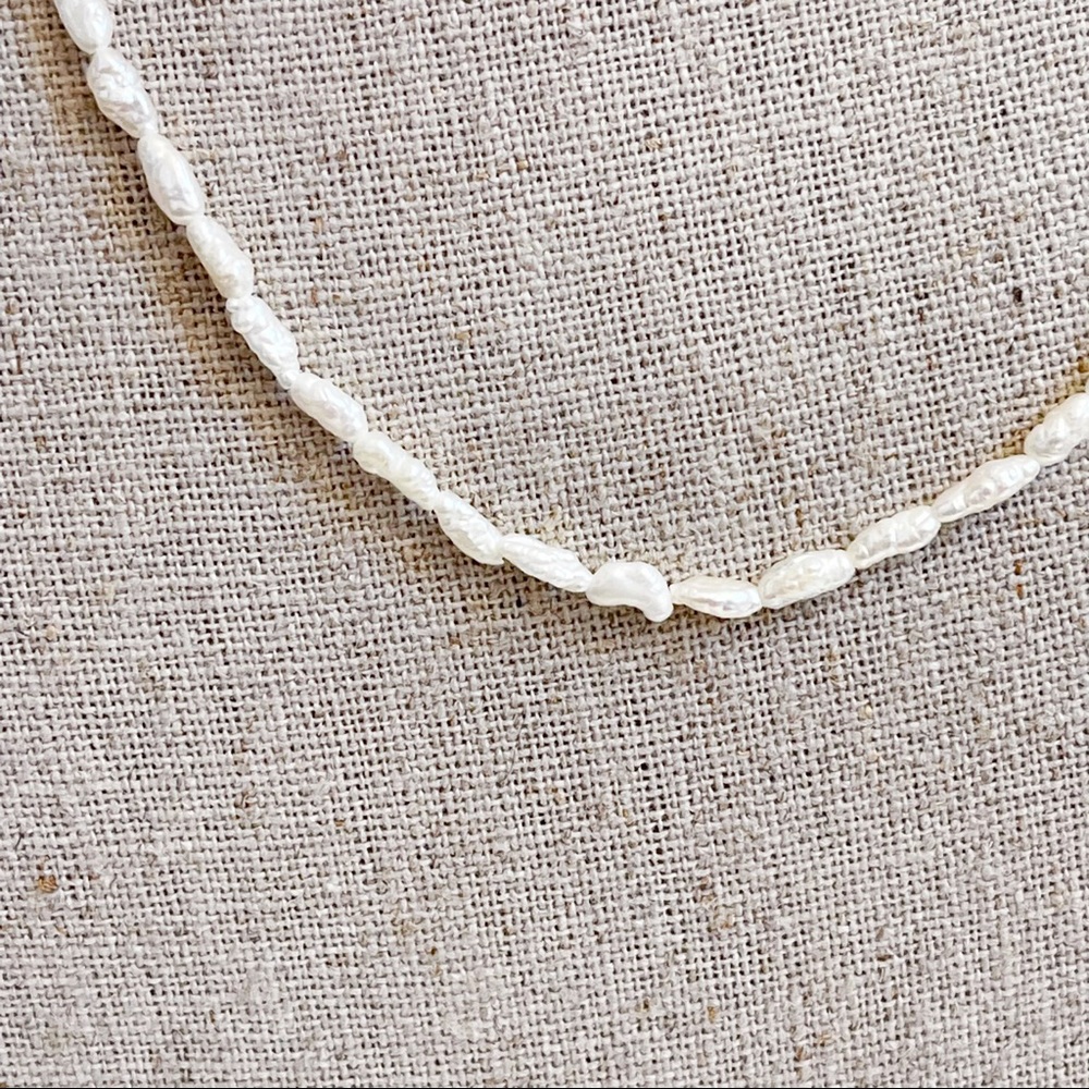 Vintage Rice Pearl Delicate Strand Necklace 925 - Picture 2 of 10